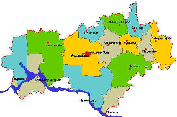Карта Марий Эл по районам [Из интернета]