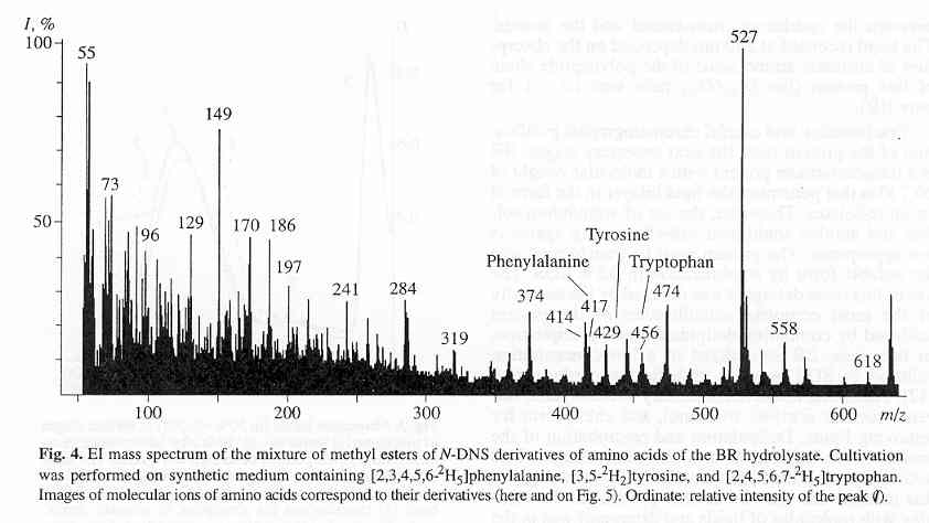 Mass-spectrum of hydlorisate of bR [O.V.Mosin]