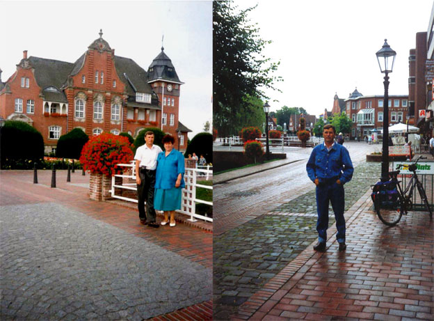 Август 1994 г. Виды Папенбурга, слева древняя ратуша. Рядом Надя. []