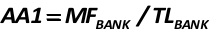 AA1  the ratio of cash (banks monetary fund: MFBANK) to the obligations of the bank (TLBANK) [Alexander Shemetev]
