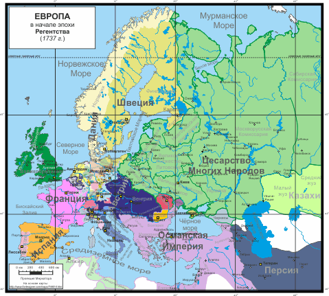 Европа в начале эпохи Регентства (1737 г.) []