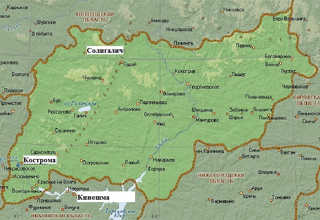 Современная карта Костромской области [Атлас]