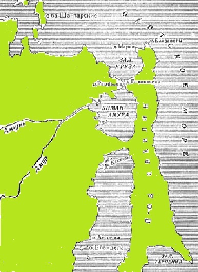 Условная карта-схема лимана реки Амур и Сазалина. [Архив]